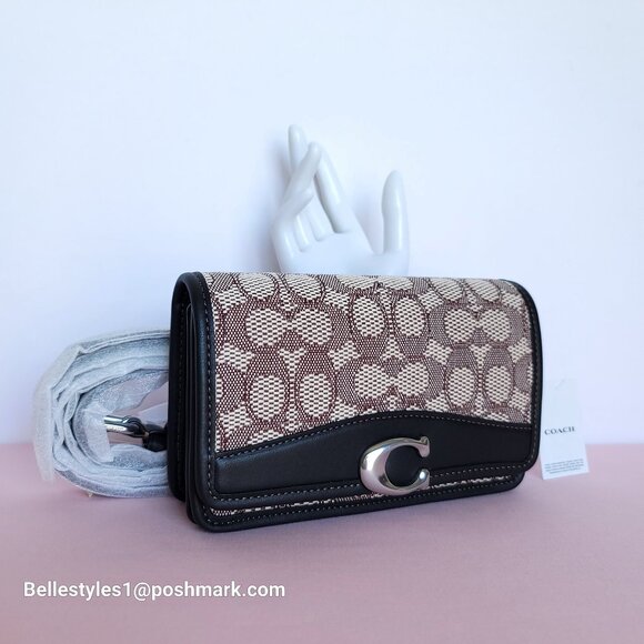 COACH Bandit Signature Jacquard & Glovetanned Leather BELT Bag-Cocoa Black⭐ - Picture 3 of 16